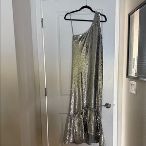 Maeve Shimmering Silver Sequin Dress